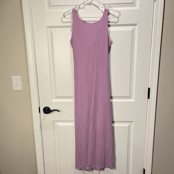 L*Space Nico Cutout Maxi Dress in Lavender Size Large Stretch Side Slit Ribbed - Picture 4 of 11